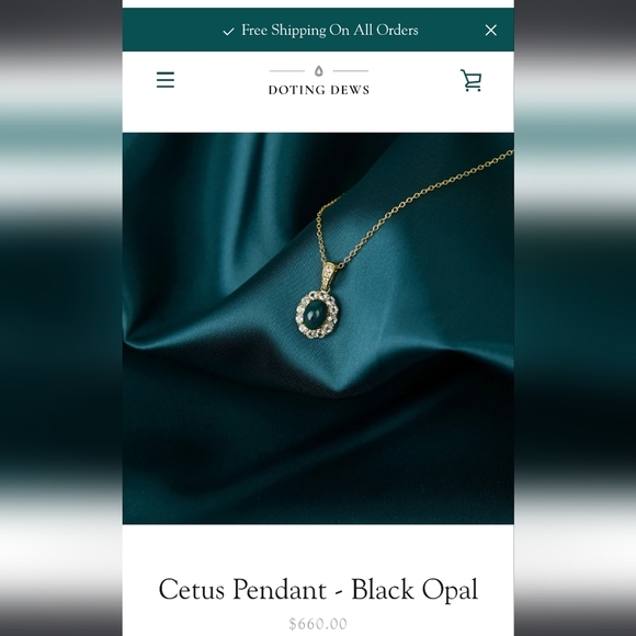 Black Opal Cetus Pendant Necklace with 18k Gold Plated Chain - Picture 1 of 6